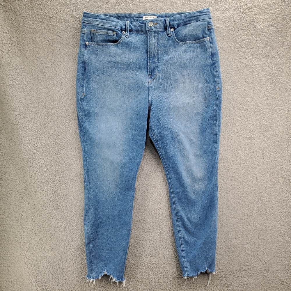 Good American Jeans Good Curve Skinny Crop Womens Size 18 Raw Hem